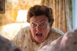 © Valdino - Close Up Portrait Of A Shocked Senior Woman In Flower Pajamas
