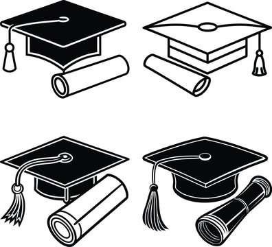 Continuous Line Drawing of Graduation Icon. Hand Drawn Symbol Vector Illustration.
