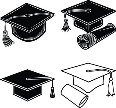 Continuous Line Drawing of Graduation Icon. Hand Drawn Symbol Vector Illustration.
