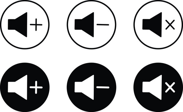 Volume illustration sign. speaker audio symbols, speaker button icons, media control icon,

