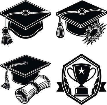 Continuous Line Drawing of Graduation Icon. Hand Drawn Symbol Vector Illustration.
