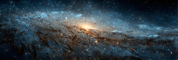Wall Mural - A distant view of a massive galaxy filled with countless stars and celestial bodies