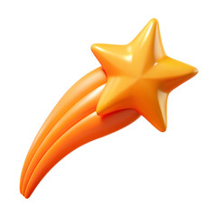 Leinwandbilder - Orange Shooting Star with Bright Trail in 3D Rendered Illustration on Transparent Backdrop