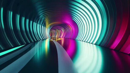 Fototapete - Colorful moving stripes create a techno inspired tunnel atmosphere in vibrant hues, moving stripes techno able background