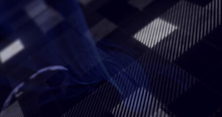 Poster - Showing checkerboard grid shimmering in studio with thin diagonal stripes and bristled cylinder