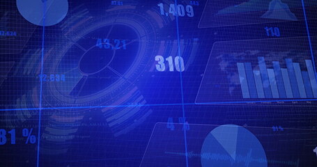 Poster - Displaying data dashboard interface running in virtual console, with pie chart and bar graph panels