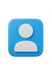 Poster - Blue Square Profile Icon - A simple 3D blue square profile icon with a white person symbol. Perfect for websites and apps