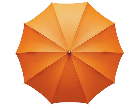 Orange Umbrella Top View Isolated on White Background