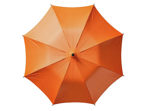 Orange Umbrella Top View Isolated on White Background