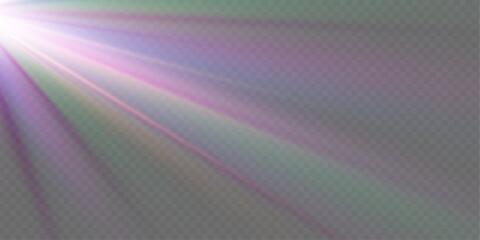 Poster - Png crystal star. Crystal ray light, sun shines PNG rainbow red yellow and blue color. Optical fire light effect. Png sparkle shine. Vector lens glare leakage glare reflection effect. Sunlight 