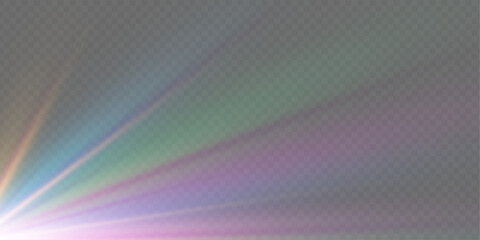 Poster - Png crystal star. Crystal ray light, sun shines PNG rainbow red yellow and blue color. Optical fire light effect. Png sparkle shine. Vector lens glare leakage glare reflection effect. Sunlight 