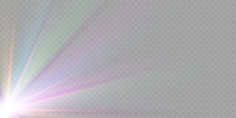 Poster - Png crystal star. Crystal ray light, sun shines PNG rainbow red yellow and blue color. Optical fire light effect. Png sparkle shine. Vector lens glare leakage glare reflection effect. Sunlight 