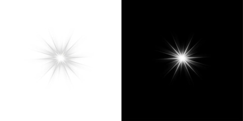 Poster - Png white star light, sparkle. Yellow light effect. Shining light with yellow gold color. Png spotlight spark.Vector transparent sunlight special lens flare light effect.