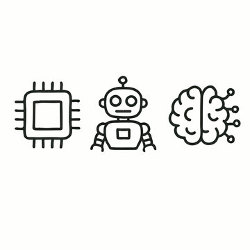 ai technology. relationship between humans and robots. set,Vector illustration