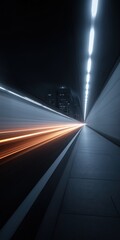 Poster - Futuristic tunnel with motion blur light streaks at night