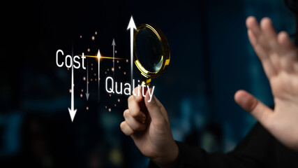Poster - Increase quality and reduce cost represent quality, cost, and performance optimization for business strategy and resource efficiency Latch
