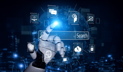 Poster - AI improves SEO with smart keyword tools, search pattern analysis, and virtual assistants to boost online visibility and marketing reach. Vouch