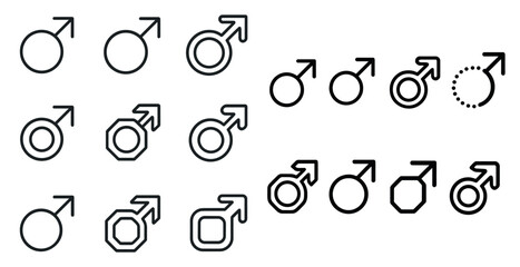 Poster - Set of male symbols are shown in a row, with arrows pointing to the top of each symbol
