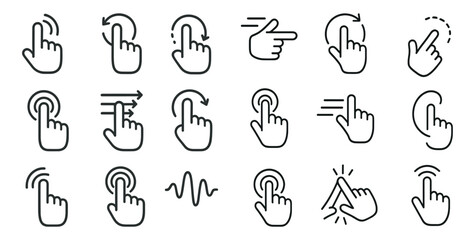 Poster - Collection of white icons of hands with a clickable finger. The icons are arranged in a grid and are all pointing in different directions