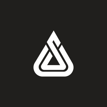 Triangle shape, US or SU initial logo design vector template.