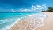 © Nattapol - Tropical beach with soft sand, turquoise sea and blue sky, empty sunny paradise, relaxing holiday vibe, wide space for text