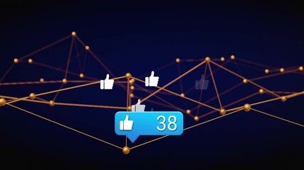 Poster - Blank blue bubble appearing triggers likes popping and count updating to show engagement growth