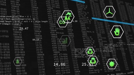 Poster - Code snippet expanding data updating and sweeping scanline across hexagon icons monitoring