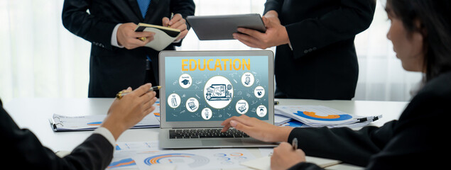 Poster - E-learning website with sofware for student to study online on the internet network brisk