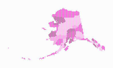 Poster - Alaska dotted map. Digital style map of the state on white background. Alaska shape with square dots. Colored dots style. Small size squares. Plain vector illustration.