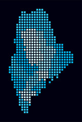 Poster - Maine dotted map. Digital style map of the state on dark background. Maine shape with square dots. Colored dots style. Large size squares. Awesome vector illustration.