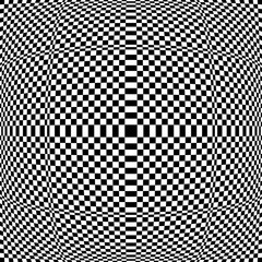 Wall Mural - abstract geometric checked black and white pattern with 3d illusion effect. convex textured backgrou