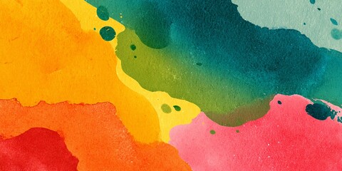 Poster - Colorful painting with a rainbow background