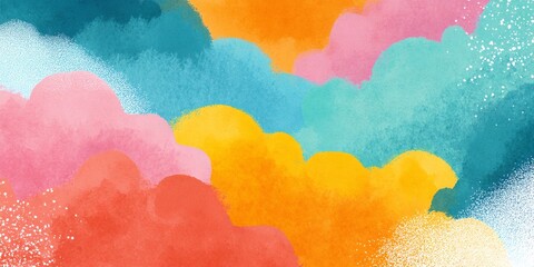 Poster - Colorful painting of clouds with a blue sky in the background