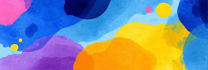 Poster - Colorful painting with blue, yellow, and purple colors