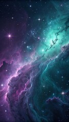 Wall Mural - Cosmic Nebula Swirls Purple Teal space galaxy