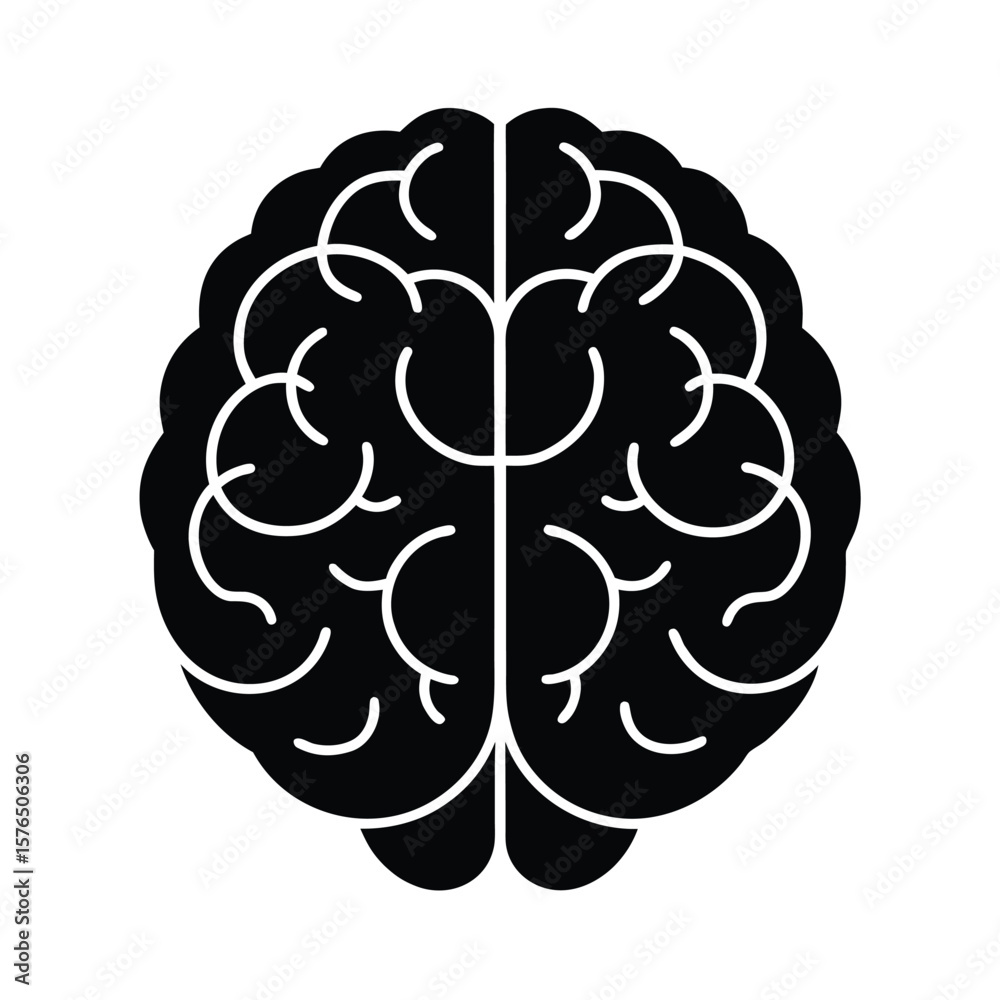 Human brain top view anatomical silhouette vector illustration Stock ...