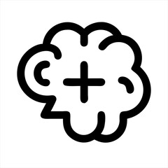 Poster - Brain with plus sign abstract concept silhouette vector illustration