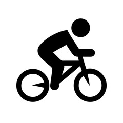 Poster - Person riding bicycle simple silhouette vector illustration