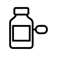 Poster - Outline drawing of medical bottle with pump silhouette vector illustration