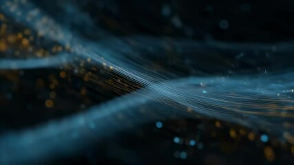 Poster - Digital Connectivity Concept An eyecatching abstract design featuring luminous dots and fluid lines in motion representing the essence of technological innovation and the interconnectedness