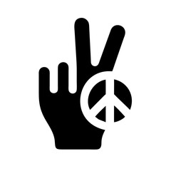 Poster - A Bold Black Peace Sign Hand Gesture Illustration on a Transparent Background, Ideal for Social Commentary, Graphic Design, and Promoting Harmony