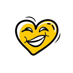 Poster - Heart Emoticon with a Big Grin A Cheerful and Expressive Illustration of a Heart Shaped Face Smiling Broadly on a Transparent Background for Digital Use