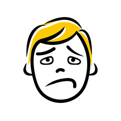 Poster - A Sad Face Illustration with Yellow Hair on a Transparent Background, Perfect for Expressing Emotions in Graphic Designs and Digital Art Projects