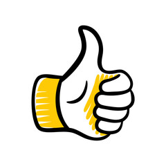 Poster - Thumbs Up Gesture A Bold and Energetic Hand Sign Illustration Conveying Approval Agreement and Positive Feedback on a Transparent Background for Digital Use