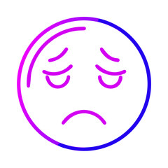 Poster - Sad and Depressed Emoji A Gradient Icon on Transparent Background for Expressing Sorrow and Unhappiness in Digital Communication, conveying negative emotion