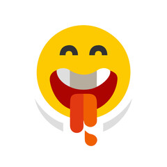 Poster - Cartoonish Drooling Emoji with Tongue Out Illustration on Transparent Backdrop for Expressing Silliness and Playfulness in Digital Communication