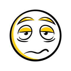 Poster - A Tired and Worried Emoji Icon with Yellow Accents on a Transparent Background for Expressing Fatigue and Concern in Digital Communication