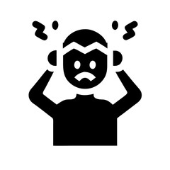 Poster - Stressed Out Person Icon Illustrating Mental Distress with Hands on Head and Exclamations on Transparent Background for Emotional Health Content