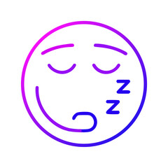 Poster - A Sleeping Emoji with Gradient Outline on Transparent Backdrop, Depicting Rest and Tranquility, Ideal for Digital Communication and Expressing Sleepiness Online