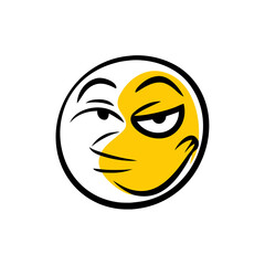 Poster - A Comical Cartoon Emoji with a Mischievous Expression, Featuring a Yellow Face and a Black Outline, Set Against a Transparent Backdrop for Versatile Design Use